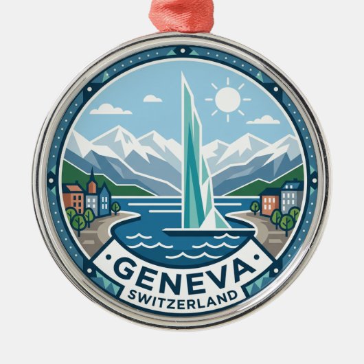 Geneva Zwitserland Metalen Ornament (Voorkant)