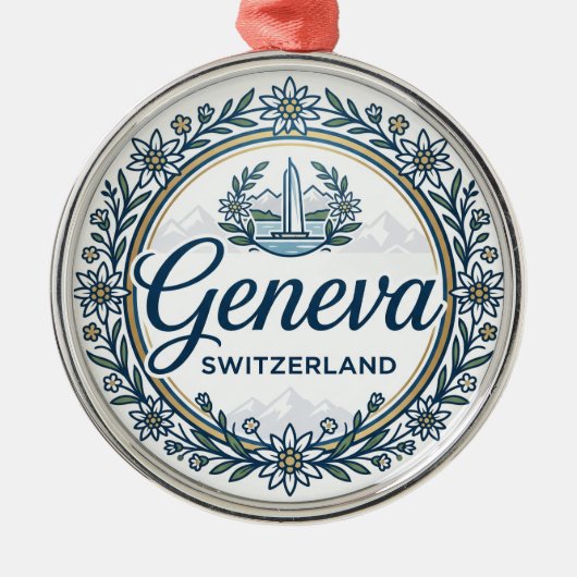 Geneva Zwitserland Metalen Ornament (Voorkant)