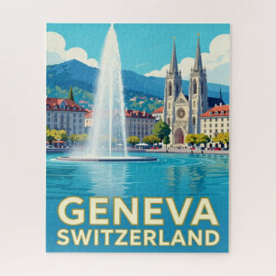 Geneva Zwitserland Reizen Meer Oriëntatiepunten Legpuzzel