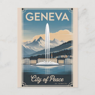 Geneva Zwitserland Retro Silhouette Stadslandschap Briefkaart