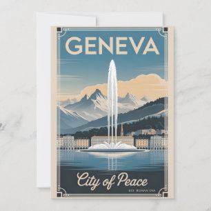 Geneva Zwitserland Retro Silhouette Stadslandschap Feestdagenkaart