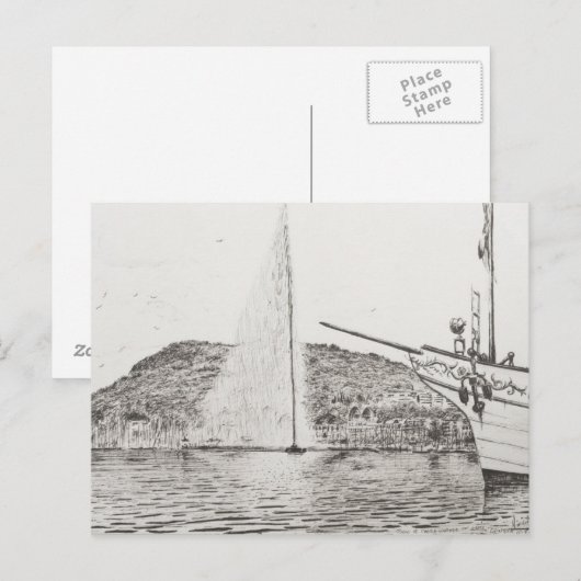 Genève 2011 als fontein en hobbyboot briefkaart (Voorkant / Achterkant)