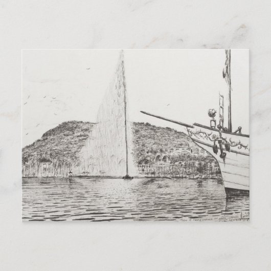 Genève 2011 als fontein en hobbyboot briefkaart (Voorkant)