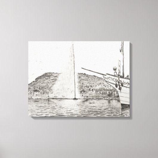 Genève 2011 als fontein en hobbyboot canvas afdruk (Voorkant)