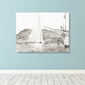 Genève 2011 als fontein en hobbyboot canvas afdruk (Insitu (Houten vloer))