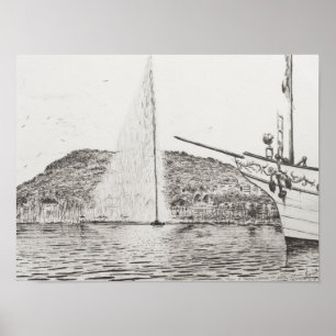 Genève 2011 als fontein en hobbyboot poster