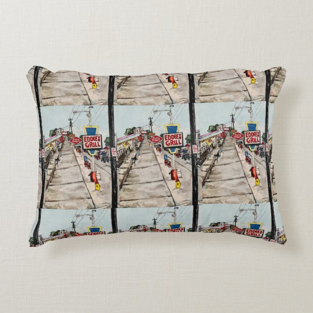 "Genève-aan-the-Lake Street Uitzicht" Pillow Accent Kussen (Voorkant)