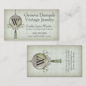 Genève Damask in Pistachio Visitekaartje (Voorkant / Achterkant)