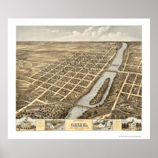 Genève, IL Panorama - 1869 Poster (Voorkant)