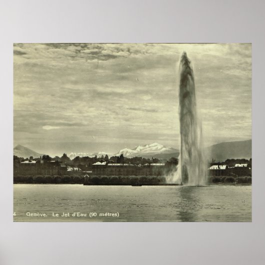 Genève, Jet l'eau in de haven Poster (Voorkant)