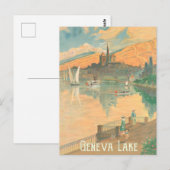 Genève Lake, mensen op een rol, Zwitserland Briefkaart (Voorkant / Achterkant)