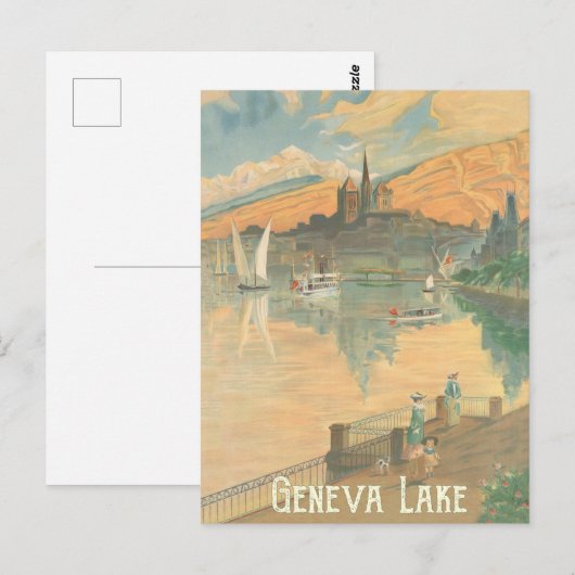 Genève Lake, mensen op een rol, Zwitserland Briefkaart (Voorkant / Achterkant)