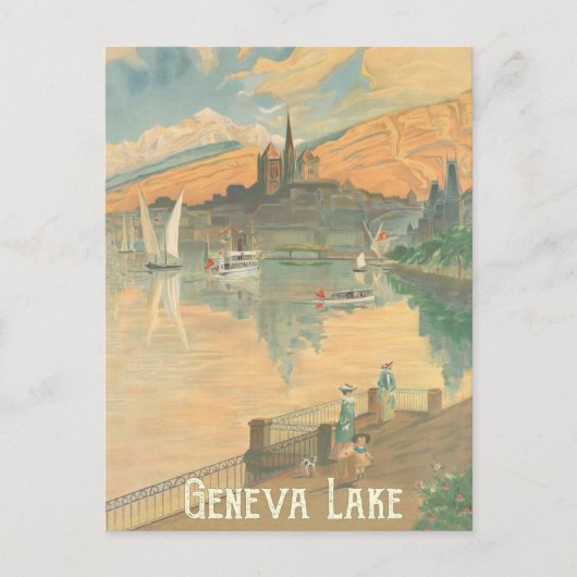 Genève Lake, mensen op een rol, Zwitserland Briefkaart (Voorkant)