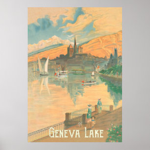 Genève Lake, mensen op een rol, Zwitserland Poster