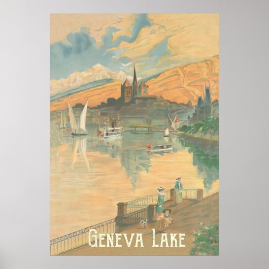 Genève Lake, mensen op een rol, Zwitserland Poster (Voorkant)