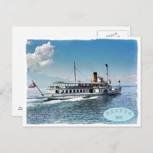 Genève-meer Briefkaart (Voorkant / Achterkant)