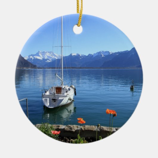 Genève-meer, Montreux, Zwitserland Keramisch Ornament (Voorkant)