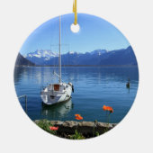 Genève-meer, Montreux, Zwitserland Keramisch Ornament (Achterkant)