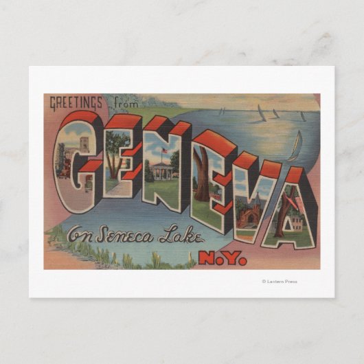 Genève, New York - grote lettertjes Briefkaart (Voorkant)