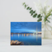 Genève panorama met beroemde fontein, Zwitserland, Briefkaart (Staand voorkant)