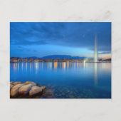 Genève panorama met beroemde fontein, Zwitserland, Briefkaart (Voorkant)