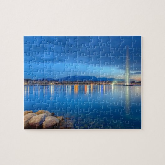 Genève panorama met beroemde fontein, Zwitserland, Legpuzzel (Horizontaal)
