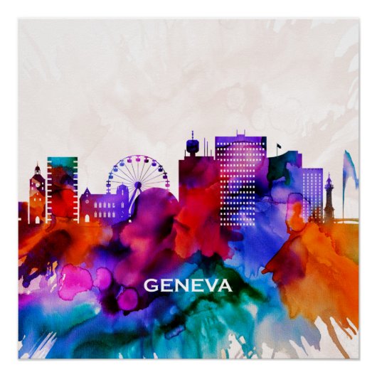 Genève Skyline Perfect Poster (Voorkant)