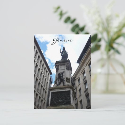 genève standbeeld briefkaart (Staand voorkant)