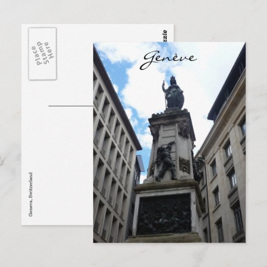 genève standbeeld briefkaart (Voorkant / Achterkant)