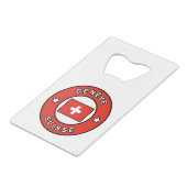Genève Suisse Creditkaart Flessenopener (Voorkant Gekanteld)