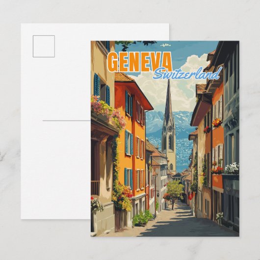 Genève Zwitserland Alpen Briefkaart (Voorkant / Achterkant)