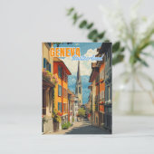 Genève Zwitserland Alpen Briefkaart (Staand voorkant)