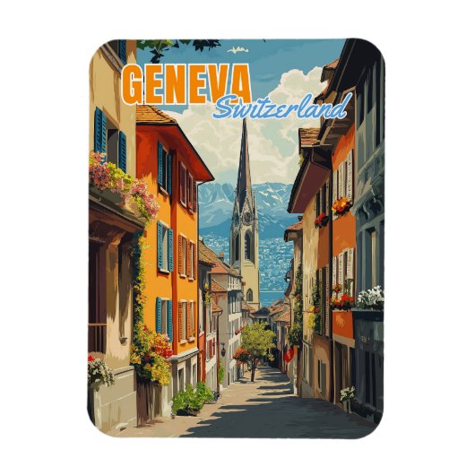 Genève Zwitserland Alpen Magneet (Verticaal)