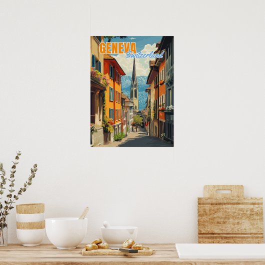 Genève Zwitserland Alpen Poster (Keuken)