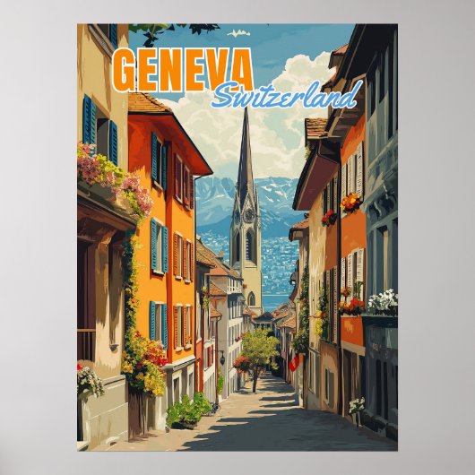 Genève Zwitserland Alpen Poster (Voorkant)