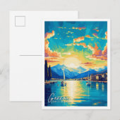 Genève Zwitserland Kunst vintage reisillustratie Briefkaart (Voorkant / Achterkant)