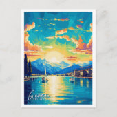 Genève Zwitserland Kunst vintage reisillustratie Briefkaart (Voorkant)