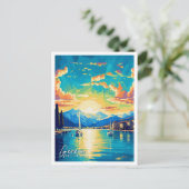 Genève Zwitserland Kunst vintage reisillustratie Briefkaart (Staand voorkant)