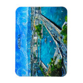 Genève Zwitserland Panorama Uitzicht Schilderij Magneet (Verticaal)