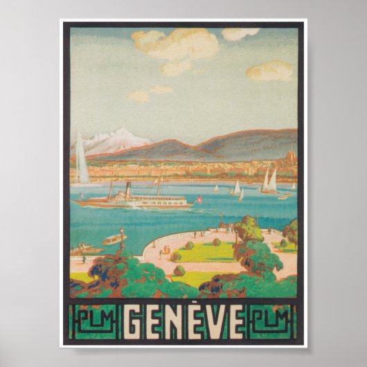 Genève Zwitserland Poster voor het reizen met de o (Voorkant)