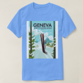 Genève Zwitserland ski-poster T-shirt (Design voorkant)