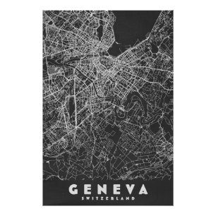 Genève Zwitserland Vintage Kaart Foto Afdruk
