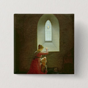 Genevieve van Brabant die haar zoon in de gevangen Vierkante Button 5,1 Cm
