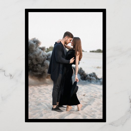 Genevieve Zwart Foto Moderne bruiloft Folie Uitnodiging (Achterkant)