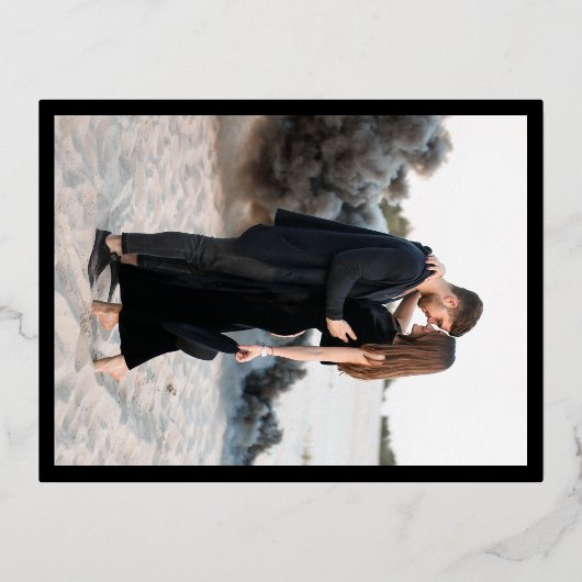 Genevieve Zwart Foto Moderne bruiloft Folie Uitnodiging Briefkaart (Achterkant)