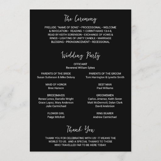 Genevieve Zwart Foto Moderne bruiloft Programmakaart (Achterkant)