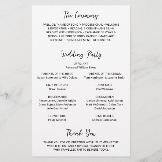 Genevieve Zwart Wit Foto Modern Wedding Program Flyer (Achterkant)