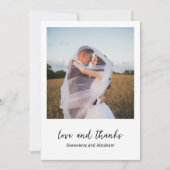 Genevieve zwart-wit foto moderne bruiloft bedankkaart (Voorkant)