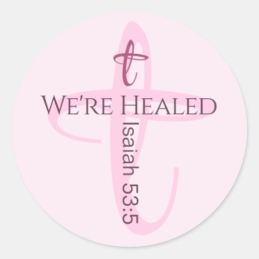 Genezen door Jesus Bible Verse Christelijk Geloof Ronde Sticker (Voorkant)