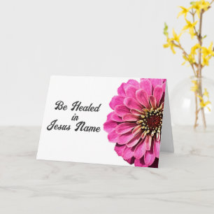 Genezen in Jezus' Naam Roze Zinnia Beterschap Kaart